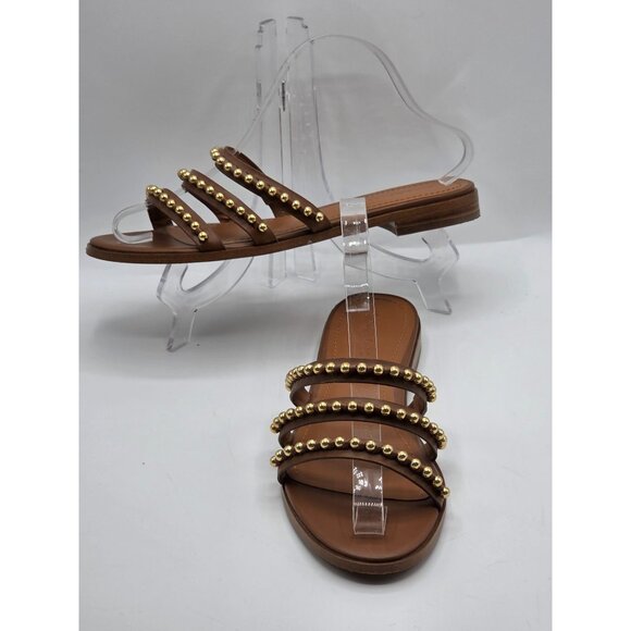 Coach Shoes - Coach Isa Ballchain Leather Sandal Strappy Brown Summer Beach Casual Womens 9